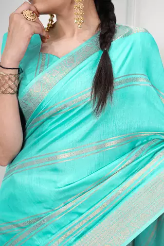 elegant dola silk blend saree with zari weaving and blouse