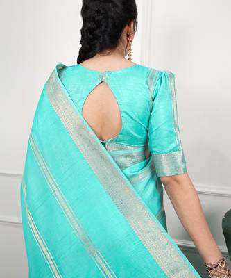 elegant dola silk blend saree with zari weaving and blouse 3