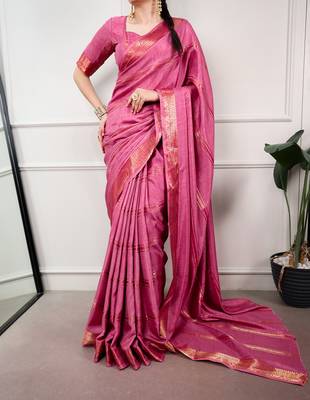 elegant dola silk blend saree with zari weaving and blouse 1
