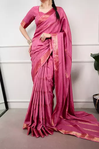 elegant dola silk blend saree with zari weaving and blouse