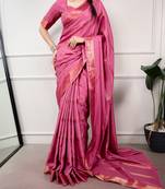 elegant dola silk blend saree with zari weaving and blouse
