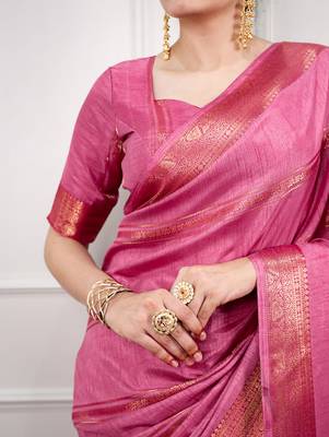 elegant dola silk blend saree with zari weaving and blouse 2