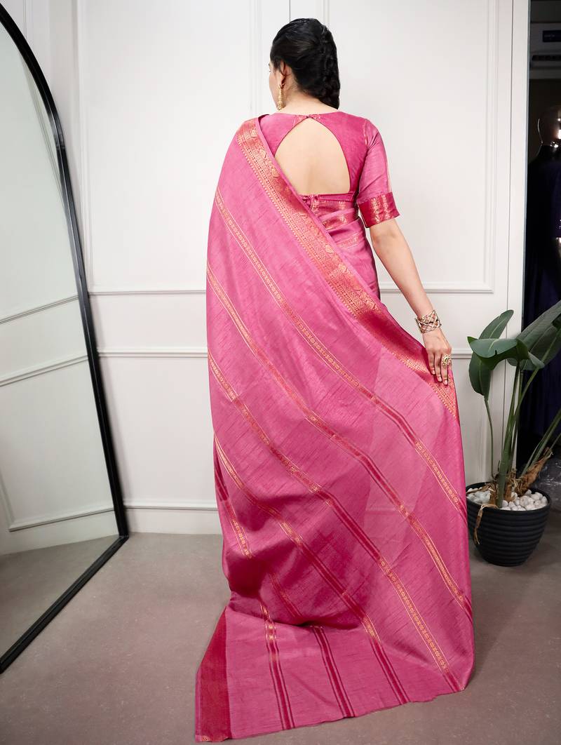 elegant dola silk blend saree with zari weaving and blouse