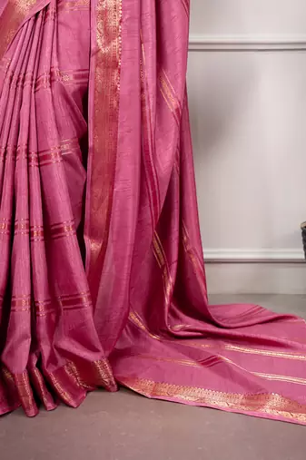 elegant dola silk blend saree with zari weaving and blouse