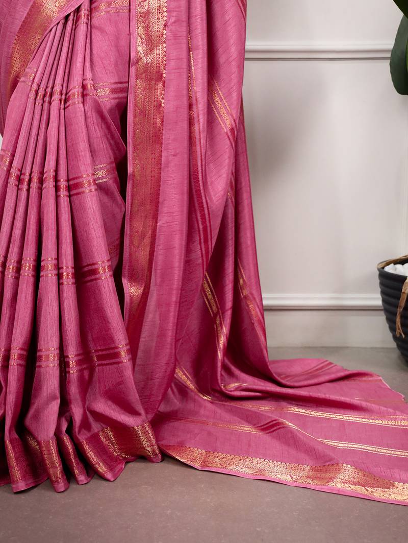 elegant dola silk blend saree with zari weaving and blouse