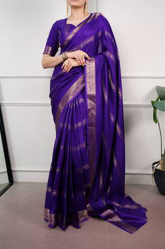 elegant dola silk blend saree with zari weaving and blouse