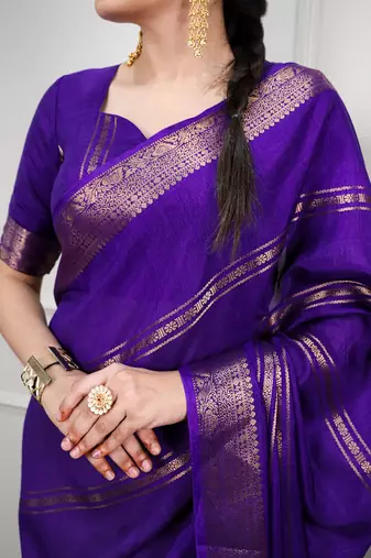 elegant dola silk blend saree with zari weaving and blouse