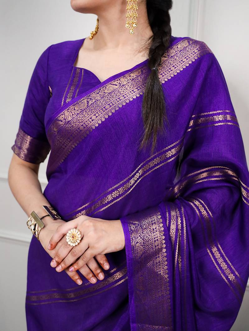 elegant dola silk blend saree with zari weaving and blouse