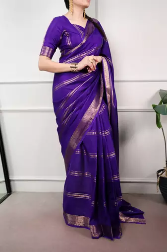 elegant dola silk blend saree with zari weaving and blouse