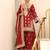 Red chinon readymade suit with embroidery & sequence work