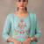 women floral embroidered empire thread work kurta with trousers & with dupatta