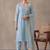 women ethnic motifs embroidered regular thread work kurta with trousers & with dupatta