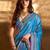 blue woven design zari satin banarasi saree