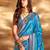blue woven design zari satin banarasi saree