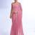 pink embellished mirror work organza saree
