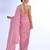pink embellished mirror work organza saree