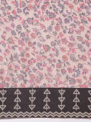 beige floral printed pashmina saree 5