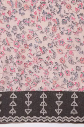 beige floral printed pashmina saree