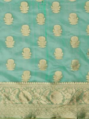 green ethnic motifs zari designer banarasi saree 5