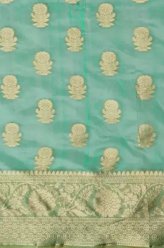 green ethnic motifs zari designer banarasi saree
