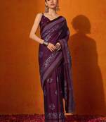 burgundy batik pure cotton bagru saree
