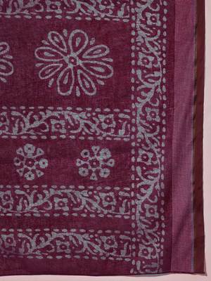 burgundy batik pure cotton bagru saree 5