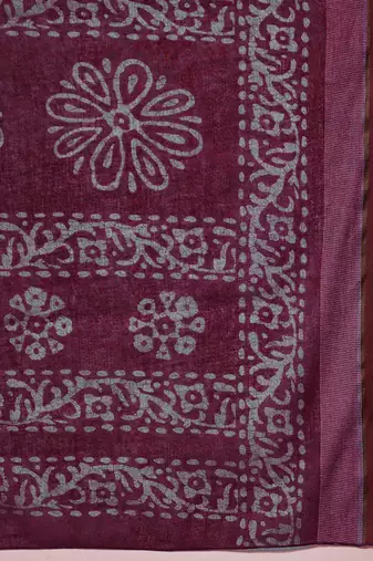 burgundy batik pure cotton bagru saree