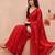 red floral designer saree