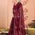 maroon embellished beads and stones pure chiffon saree