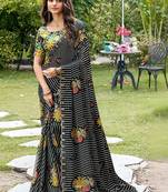 black floral gotta patti poly chiffon designer saree