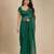green embellished embroidered pure chiffon designer saree