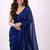 blue mirror work pure cotton handloom khadi saree