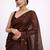 brown embellished mirror work pure cotton handloom khadi saree