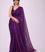 purple zari pure cotton handloom khadi saree