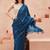 blue floral designer saree
