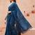 blue floral designer saree