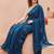 blue floral designer saree
