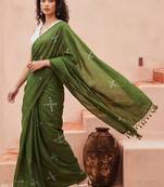 olive floral designer saree