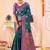 teal ethnic motifs woven design zari saree