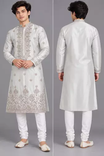 Classic cream embroidered kurta set