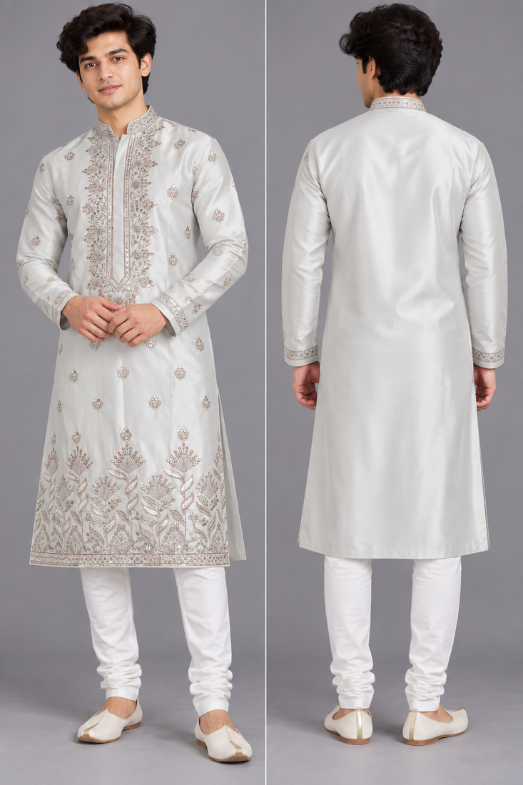 Classic cream embroidered kurta set