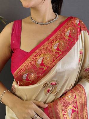 white woven design zari banarasi saree 4