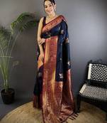navy_blue ethnic motifs zari banarasi saree