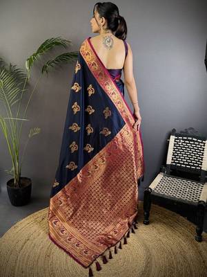 navy_blue ethnic motifs zari banarasi saree 3
