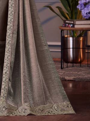 grey beads and stones pure chiffon saree 4