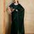 green embellished mirror work organza saree