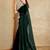 green embellished mirror work organza saree
