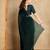 green embellished mirror work organza saree