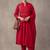 women ethnic motifs embroidered regular beads and stones cotton kurta with trousers & with