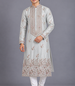 Ornate floral grey kurta set